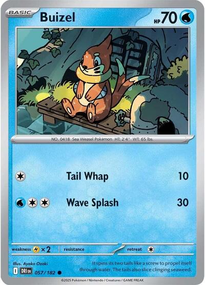 Buizel Reverse Holofoil DRI #057/182 (Near Mint Common) Pokemon: SV10: Destined Rivals