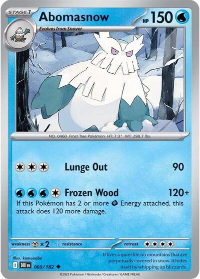 Abomasnow Reverse Holofoil DRI #060/182 (Near Mint Uncommon) Pokemon: SV10: Destined Rivals