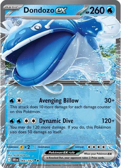 Dondozo ex 066 182 Holofoil DRI #066/182 (Near Mint Double Rare) Pokemon: SV10: Destined Rivals
