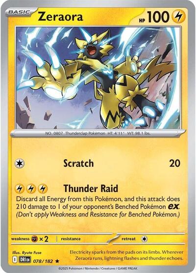 Zeraora Holofoil DRI #078/182 (Near Mint Rare) Pokemon: SV10: Destined Rivals