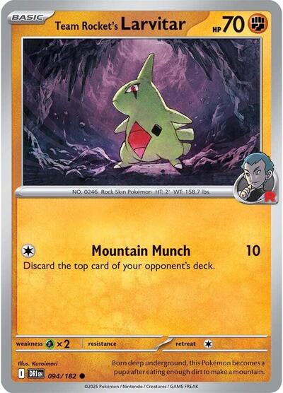 Team Rockets Larvitar Reverse Holofoil DRI #094/182 (Near Mint Common) Pokemon: SV10: Destined Rivals