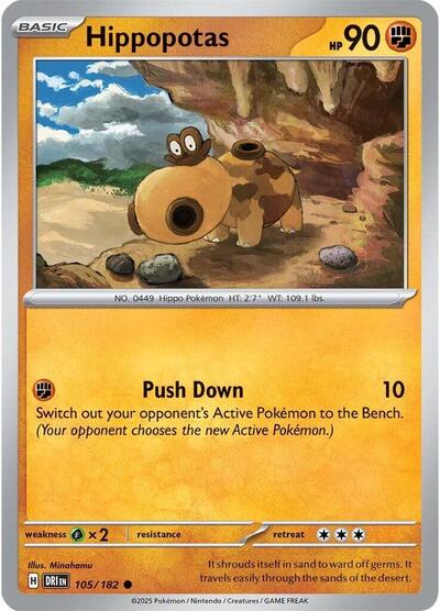 Hippopotas DRI #105/182 (Near Mint Common) Pokemon: SV10: Destined Rivals