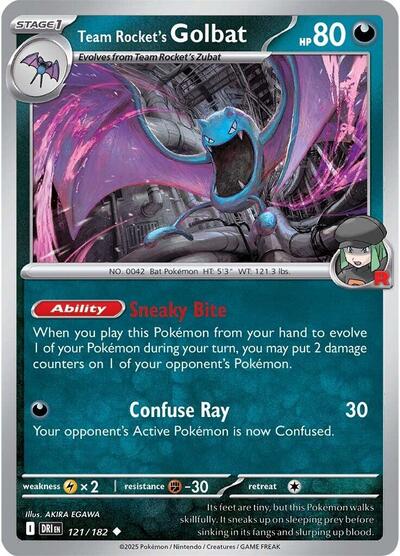 Team Rockets Golbat Reverse Holofoil DRI #121/182 (Near Mint Uncommon) Pokemon: SV10: Destined Rivals