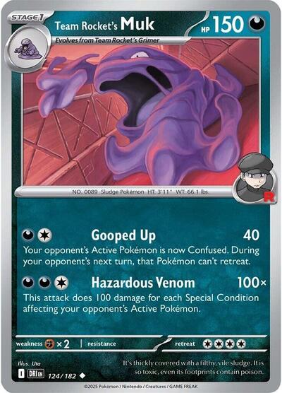 Team Rockets Muk Reverse Holofoil DRI #124/182 (Near Mint Uncommon) Pokemon: SV10: Destined Rivals