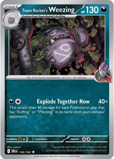 Team Rockets Weezing 126 182 Reverse Holofoil DRI #126/182 (Near Mint Uncommon) Pokemon: SV10: Destined Rivals