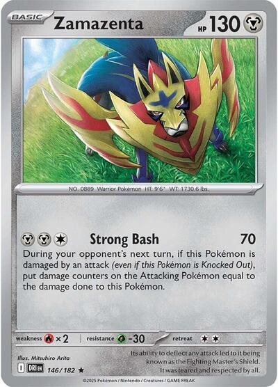 Zamazenta 146 182 Reverse Holofoil DRI #146/182 (Near Mint Rare) Pokemon: SV10: Destined Rivals