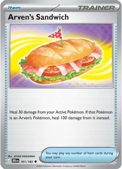 Arvens Sandwich Reverse Holofoil DRI #161/182 (Near Mint Uncommon) Pokemon: SV10: Destined Rivals
