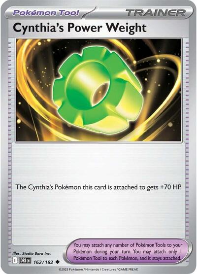 Cynthias Power Weight Reverse Holofoil DRI #162/182 (Near Mint Uncommon) Pokemon: SV10: Destined Rivals