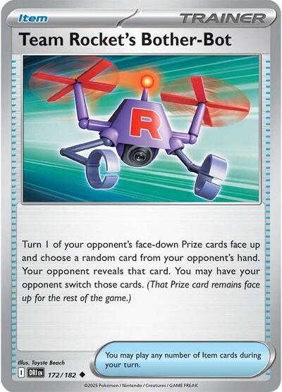 Team Rockets Bother Bot Reverse Holofoil DRI #172/182 (Near Mint Uncommon) Pokemon: SV10: Destined Rivals