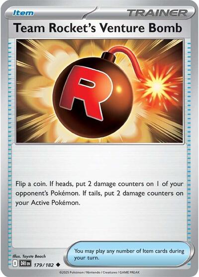 Team Rockets Venture Bomb Reverse Holofoil DRI #179/182 (Near Mint Uncommon) Pokemon: SV10: Destined Rivals