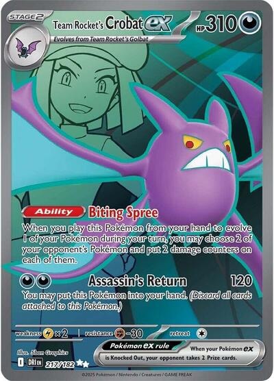 Team Rocket's Crobat ex - 217/182 Holofoil DRI #217/182 (Near Mint Ultra Rare) Pokemon: SV10: Destined Rivals