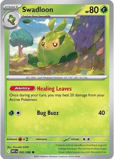 Swadloon WHT #002/086 (Near Mint Common) Pokemon: SV: White Flare