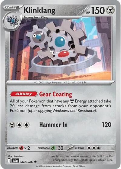 Klinklang Reverse Holofoil BLK #063/086 (Near Mint Rare) Pokemon: SV: Black Bolt