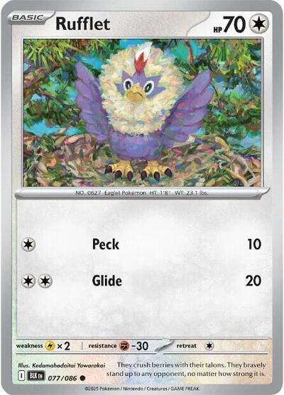 Rufflet Reverse Holofoil BLK #077/086 (Near Mint Common) Pokemon: SV: Black Bolt