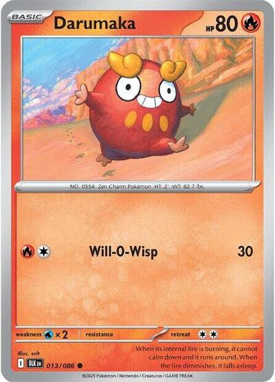 Darumaka Reverse Holofoil BLK #013/086 (Near Mint Common) Pokemon: SV: Black Bolt