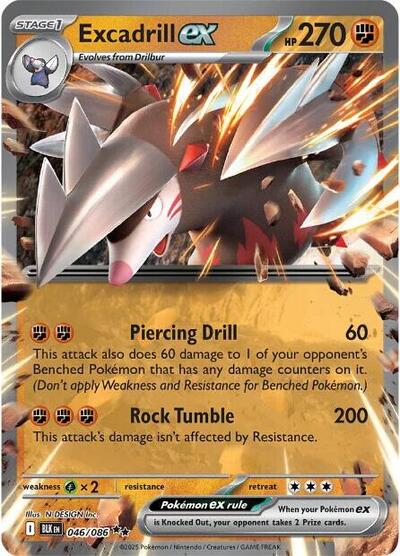 Excadrill ex Holofoil BLK #046/086 (Near Mint Double Rare) Pokemon: SV: Black Bolt