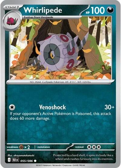 Whirlipede Reverse Holofoil BLK #055/086 (Near Mint Common) Pokemon: SV: Black Bolt