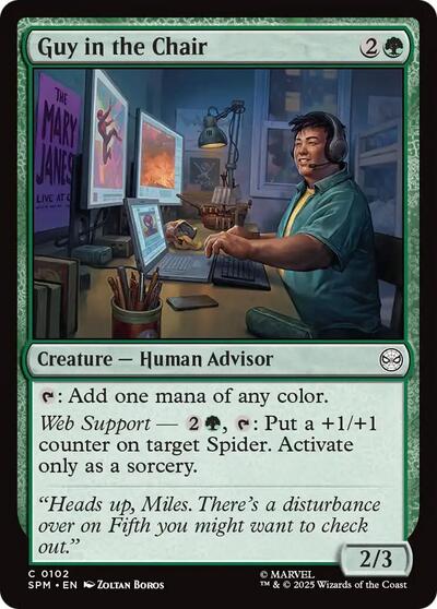 Guy in the Chair Foil SPM #102 (Near Mint Common) Magic: The Gathering: Marvel's Spider-Man