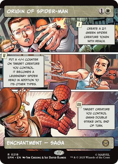 Origin of Spider-Man (Borderless) SPM #218 (Near Mint Rare) Magic: The Gathering: Marvel's Spider-Man