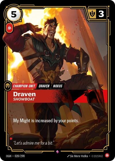 Draven - Showboat Foil OGN #028/298 (Near Mint Rare) Riftbound: League of Legends Trading Card Game: Origins