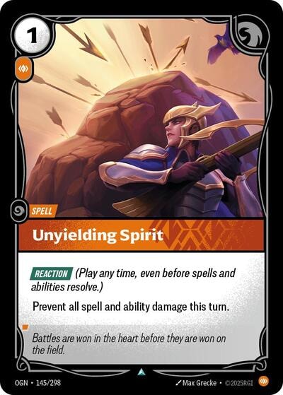 Unyielding Spirit Foil OGN #145/298 (Near Mint Uncommon) Riftbound: League of Legends Trading Card Game: Origins