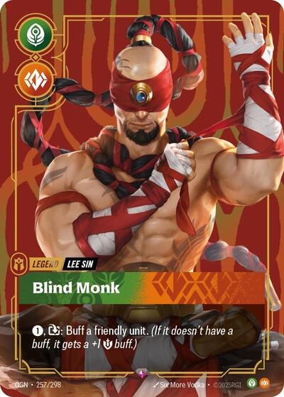 Lee Sin - Blind Monk Foil OGN #257/298 (Near Mint Rare) Riftbound: League of Legends Trading Card Game: Origins