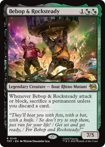 Bebop and Rocksteady TMT #140 (Near Mint Rare) Magic: The Gathering: Teenage Mutant Ninja Turtles