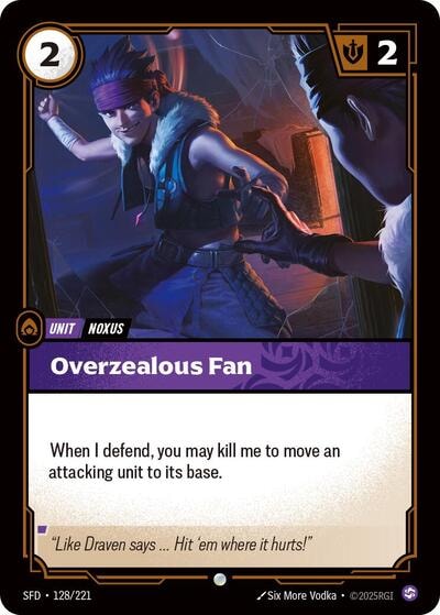 Overzealous Fan Foil SFD #128/221 (Near Mint Common) Riftbound: League of Legends Trading Card Game: Spiritforged