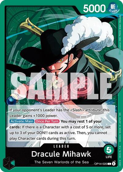 Dracule Mihawk OP14 020 OP14 #OP14-020 (Near Mint Land) One Piece Card Game: The Azure Sea's Seven