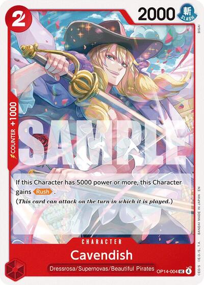 Cavendish OP14 #OP14-004 (Near Mint Uncommon) One Piece Card Game: The Azure Sea's Seven