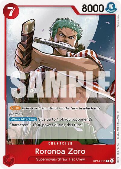 Roronoa Zoro OP14 015 Foil OP14 #OP14-015 (Near Mint Rare) One Piece Card Game: The Azure Sea's Seven