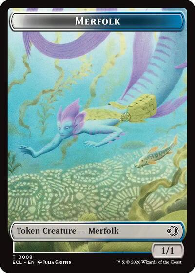 Merfolk Worm Double Sided Token ECL #8 // 9 (Near Mint T) Magic: The Gathering: Lorwyn Eclipsed