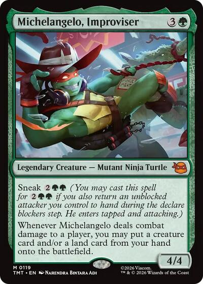 Michelangelo Improviser TMT #119 (Near Mint Mythic Rare) Magic: The Gathering: Teenage Mutant Ninja Turtles