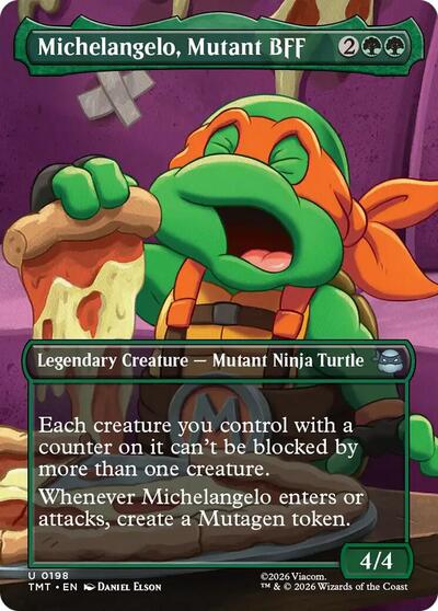 Michelangelo Mutant BFF Borderless TMT #198 (Near Mint Uncommon) Magic: The Gathering: Teenage Mutant Ninja Turtles