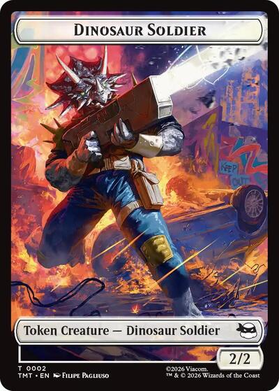 Dinosaur Soldier Copy Double Sided Token TMT #2 // 1 (Near Mint T) Magic: The Gathering: Teenage Mutant Ninja Turtles