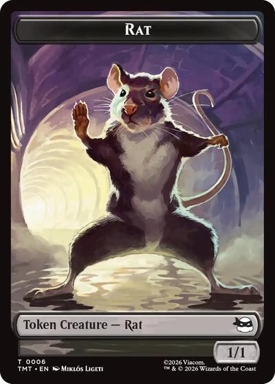 Rat Copy Double Sided Token TMT #6 // 1 (Near Mint T) Magic: The Gathering: Teenage Mutant Ninja Turtles