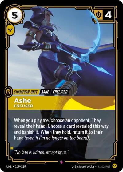Ashe - Focused Foil UNL #169/219 (Near Mint Rare) Riftbound: League of Legends Trading Card Game: Unleashed