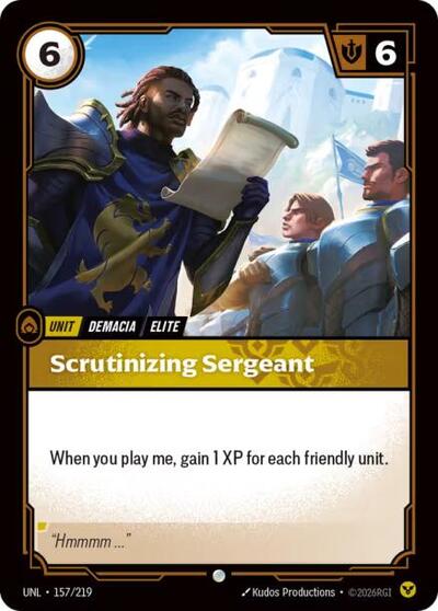 Scrutinizing Sergeant Foil UNL #157/219 (Near Mint Common) Riftbound: League of Legends Trading Card Game: Unleashed