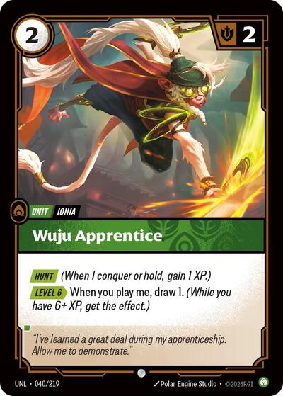 Wuju Apprentice Foil UNL #040/219 (Near Mint Common) Riftbound: League of Legends Trading Card Game: Unleashed