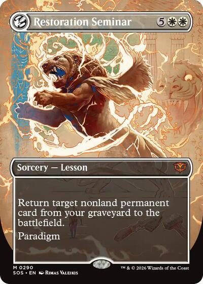 Restoration Seminar Borderless Foil SOS #290 (Near Mint Mythic Rare) Magic: The Gathering: Secrets of Strixhaven