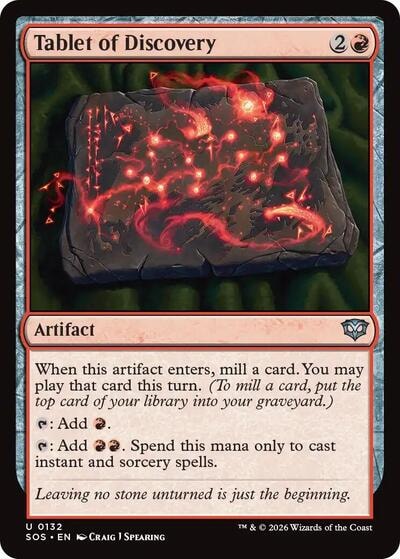 Tablet of Discovery Foil SOS #132 (Near Mint Uncommon) Magic: The Gathering: Secrets of Strixhaven