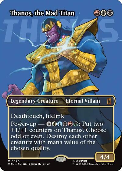 Thanos, the Mad Titan (Borderless) (0376) MSH #376 (Near Mint Mythic Rare) Magic: The Gathering: Marvel Super Heroes