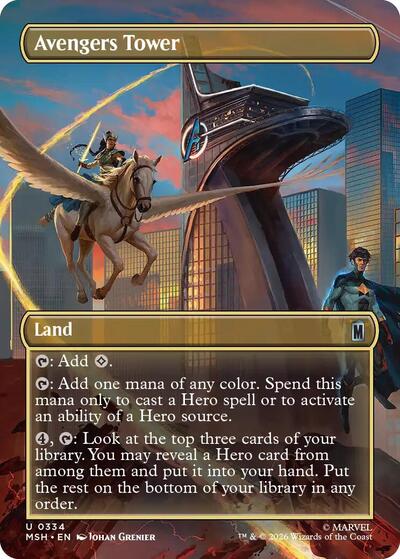 Avengers Tower (Borderless) MSH #334 (Near Mint Uncommon) Magic: The Gathering: Marvel Super Heroes