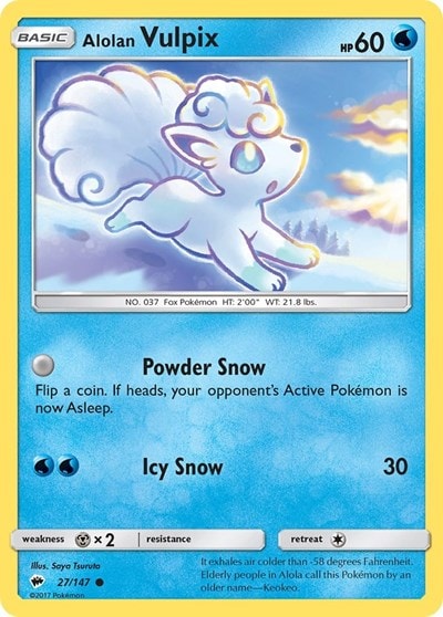 Alolan Vulpix Reverse Holofoil SM03 #27/147 (Lightly Played Common) Pokemon: SM - Burning Shadows