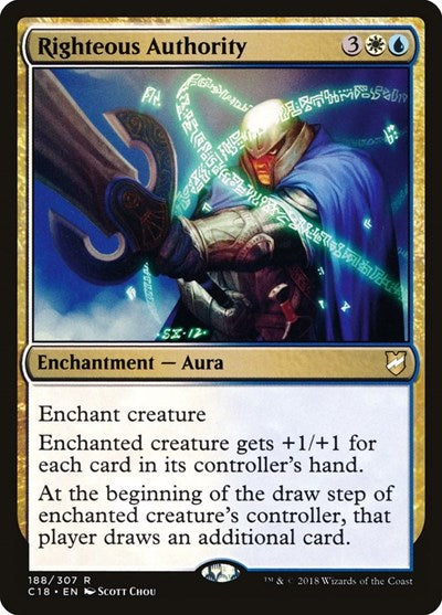 Righteous Authority C18 #188 (Near Mint Rare) Magic: The Gathering: Commander 2018