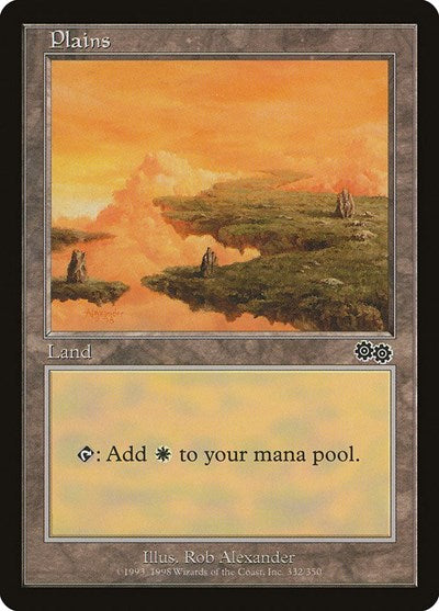 Plains 332 USG #332 (Moderately Played Land) Magic: The Gathering: Urza's Saga