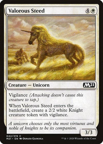 Valorous Steed M21 #42 (Near Mint Common) Magic: The Gathering: Core Set 2021