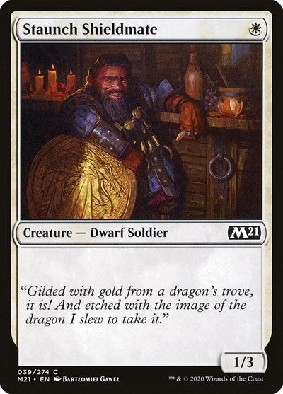 Staunch Shieldmate M21 #39 (Near Mint Common) Magic: The Gathering: Core Set 2021
