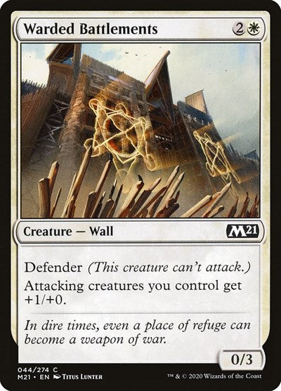 Warded Battlements M21 #44 (Near Mint Common) Magic: The Gathering: Core Set 2021
