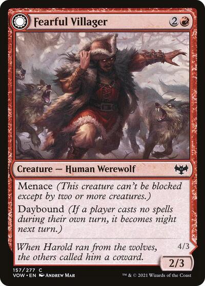 Fearful Villager VOW #157 (Near Mint Common) Magic: The Gathering: Innistrad: Crimson Vow